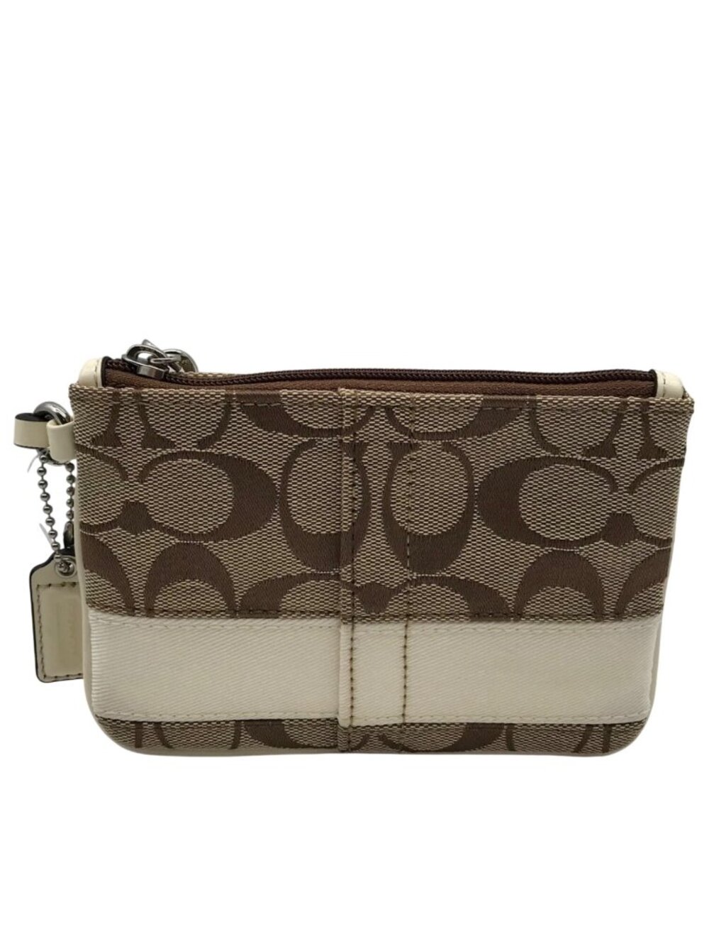 Coach Tan and Ivory Canvas Wristlet